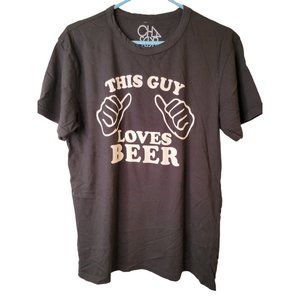 Chaser Size Large Mens Top Black This Guy Loves Beer Graphic T-Shirt NWT